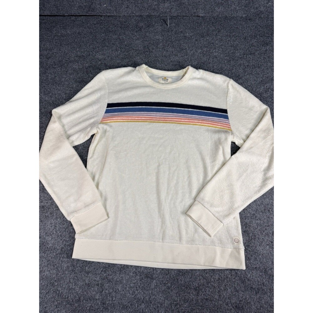 NWOT Marine Layer Towel Terry Crewneck–Size Small–White Multi Stripe–$98 Retail
